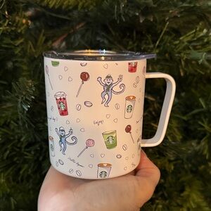 Starbucks White Mug with Colorful Illustrations